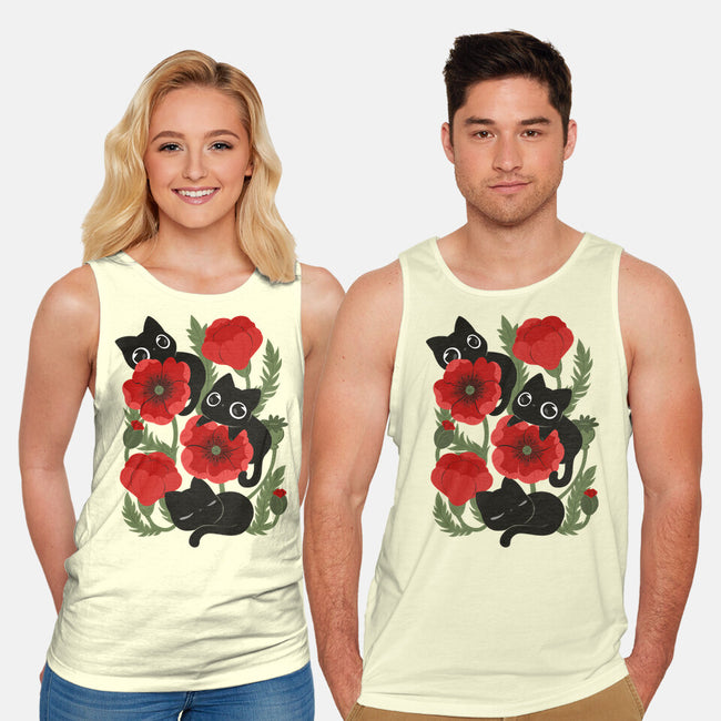 Poppies And Black Kitties-Unisex-Basic-Tank-ricolaa