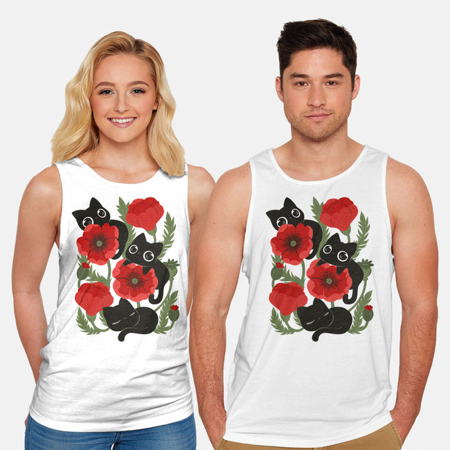 Poppies And Black Kitties-Unisex-Basic-Tank-ricolaa
