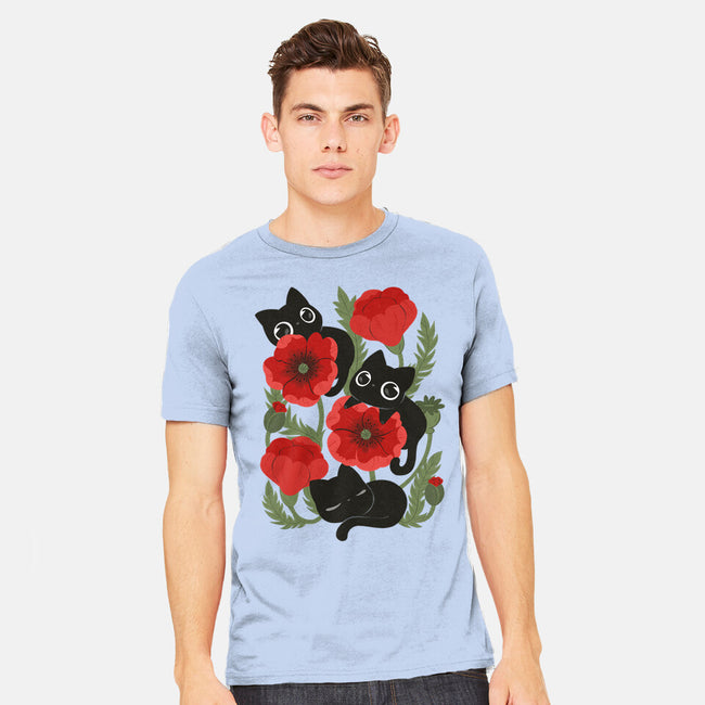 Poppies And Black Kitties-Mens-Heavyweight-Tee-ricolaa