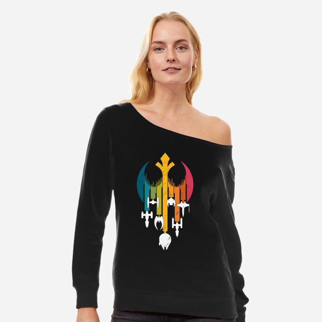 Rebel Rainbow-Womens-Off Shoulder-Sweatshirt-erion_designs
