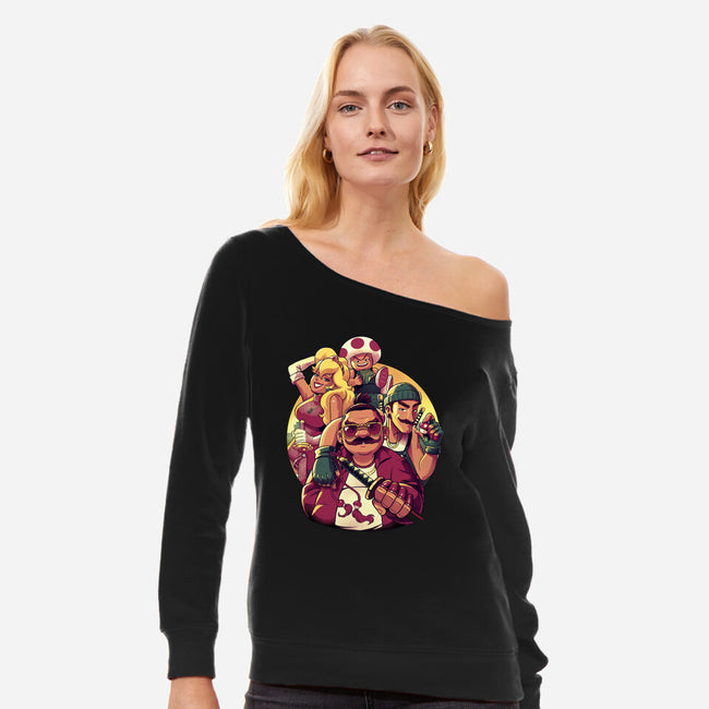 Mushroom Gang-Womens-Off Shoulder-Sweatshirt-Bruno Mota