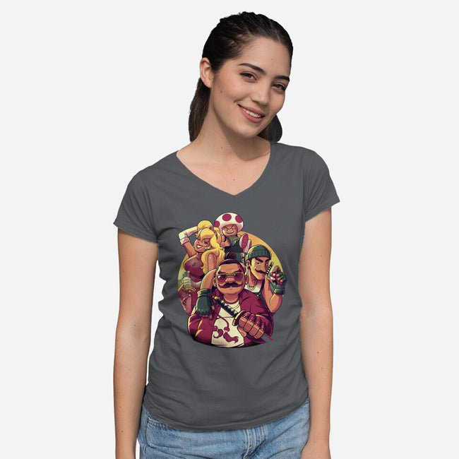 Mushroom Gang-Womens-V-Neck-Tee-Bruno Mota
