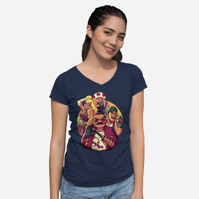 Mushroom Gang-Womens-V-Neck-Tee-Bruno Mota