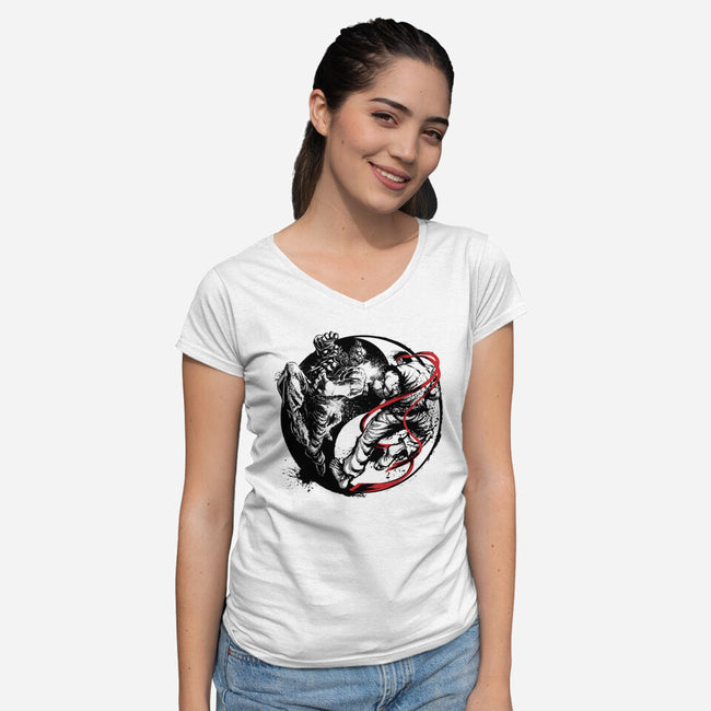 Endless Fight-Womens-V-Neck-Tee-Art_Of_One