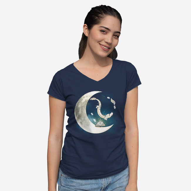Never Ending Moon-Womens-V-Neck-Tee-Vallina84