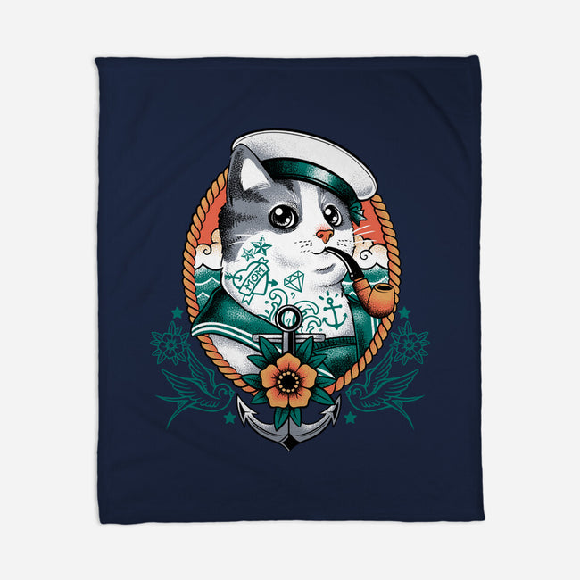 Sailor Cat Tattoo-None-Fleece-Blanket-NemiMakeit