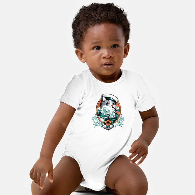 Sailor Cat Tattoo-Baby-Basic-Onesie-NemiMakeit