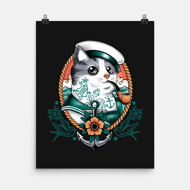 Sailor Cat Tattoo-None-Matte-Poster-NemiMakeit