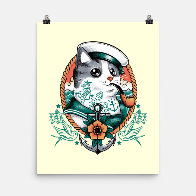 Sailor Cat Tattoo-None-Matte-Poster-NemiMakeit