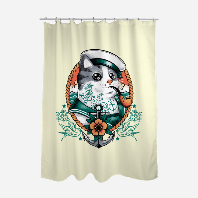 Sailor Cat Tattoo-None-Polyester-Shower Curtain-NemiMakeit