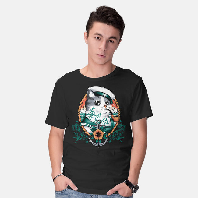 Sailor Cat Tattoo-Mens-Basic-Tee-NemiMakeit