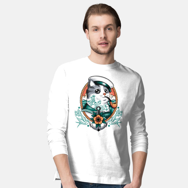 Sailor Cat Tattoo-Mens-Long Sleeved-Tee-NemiMakeit