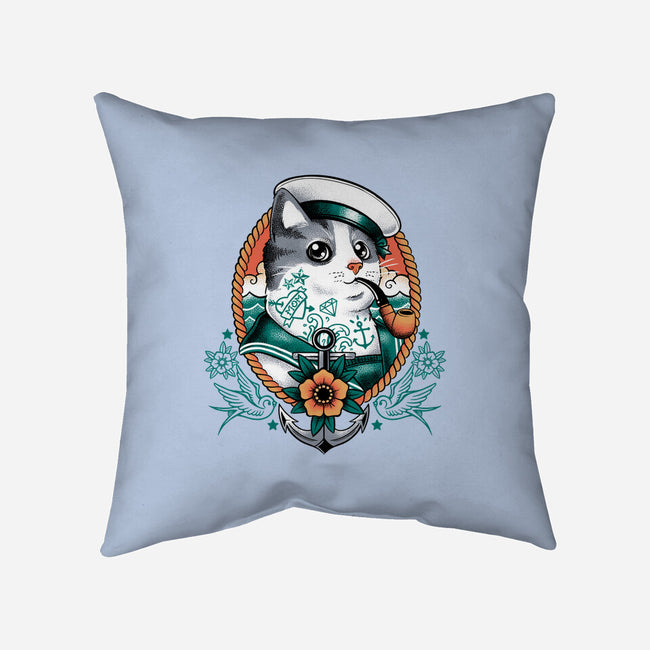 Sailor Cat Tattoo-None-Removable Cover-Throw Pillow-NemiMakeit