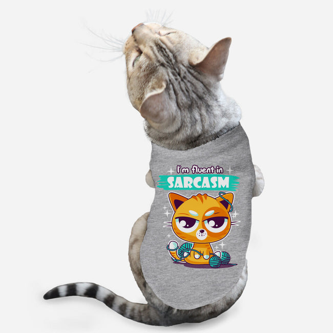 Fluent In Sarcasm-Cat-Basic-Pet Tank-erion_designs