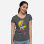Moon Sumi-e-Womens-V-Neck-Tee-DrMonekers