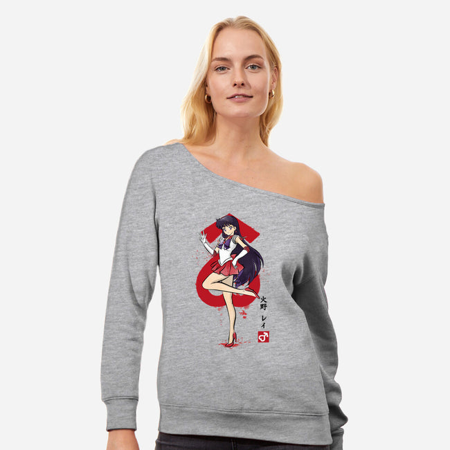 Mars Sumi-e-Womens-Off Shoulder-Sweatshirt-DrMonekers