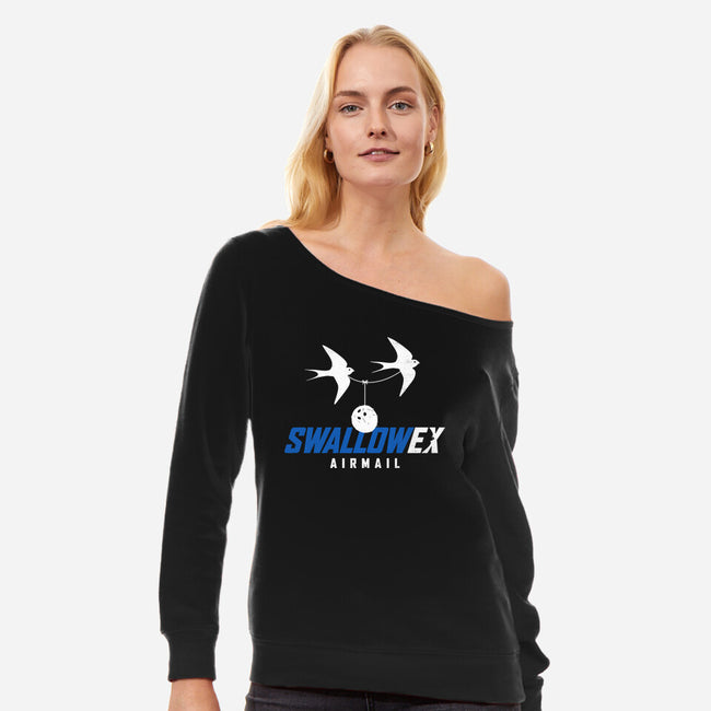 Swallow Ex Airmail-Womens-Off Shoulder-Sweatshirt-rocketman_art