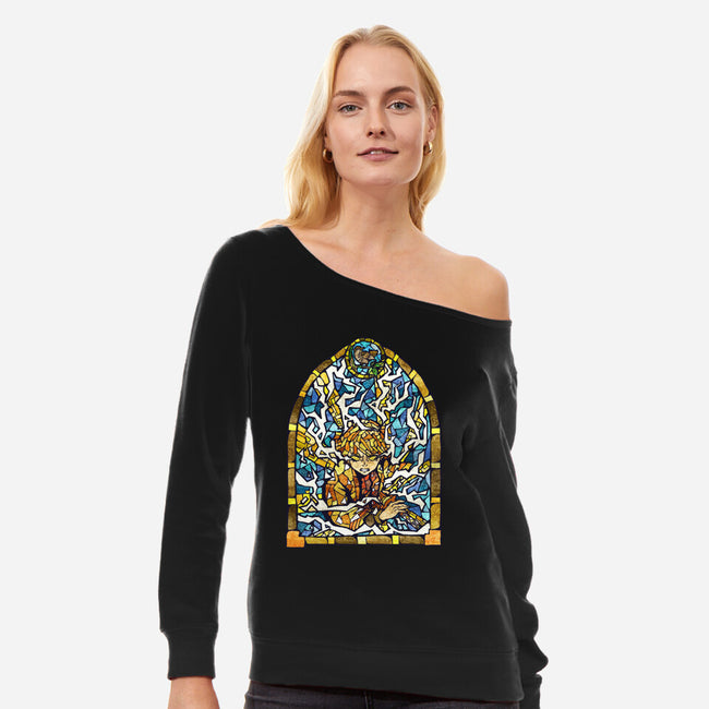 Slayer Stained Glass-Womens-Off Shoulder-Sweatshirt-line13design