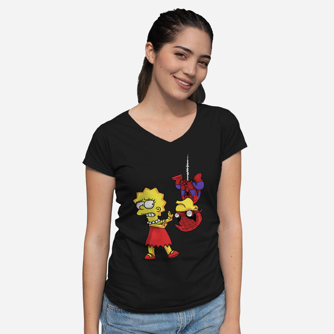 Spider Ugh-Womens-V-Neck-Tee-zascanauta