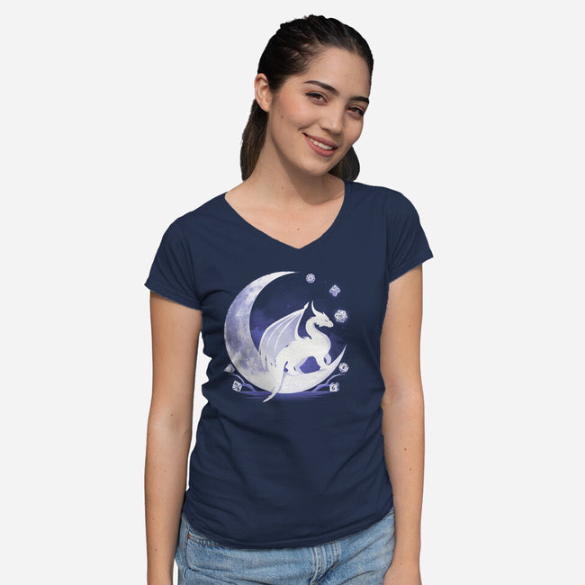 Dragon Dice Moon-Womens-V-Neck-Tee-Vallina84