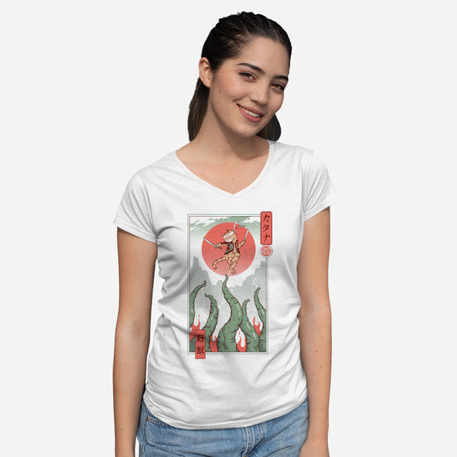 Catana Taming The Beast-Womens-V-Neck-Tee-vp021