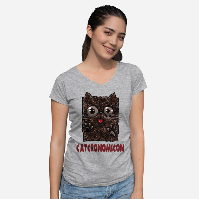 Catcronomicon-Womens-V-Neck-Tee-zascanauta