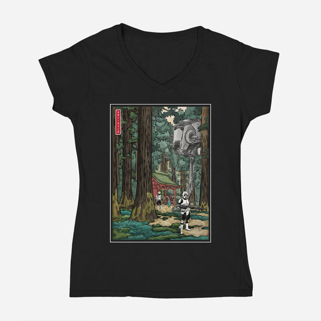 Galactic Empire In Japanese Forest-Womens-V-Neck-Tee-DrMonekers