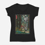 Galactic Empire In Japanese Forest-Womens-V-Neck-Tee-DrMonekers