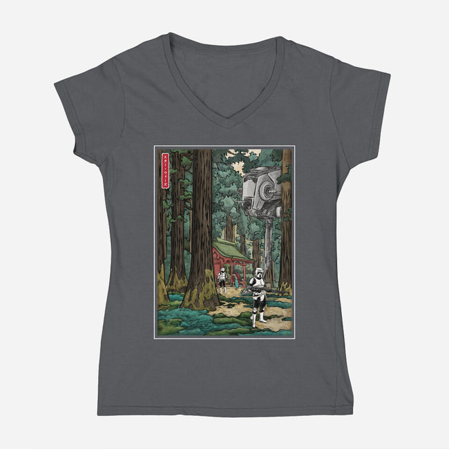 Galactic Empire In Japanese Forest-Womens-V-Neck-Tee-DrMonekers