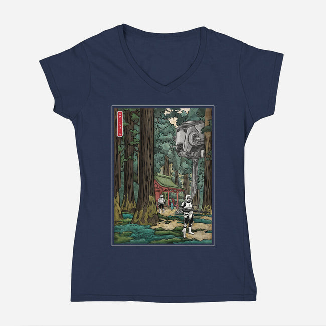 Galactic Empire In Japanese Forest-Womens-V-Neck-Tee-DrMonekers