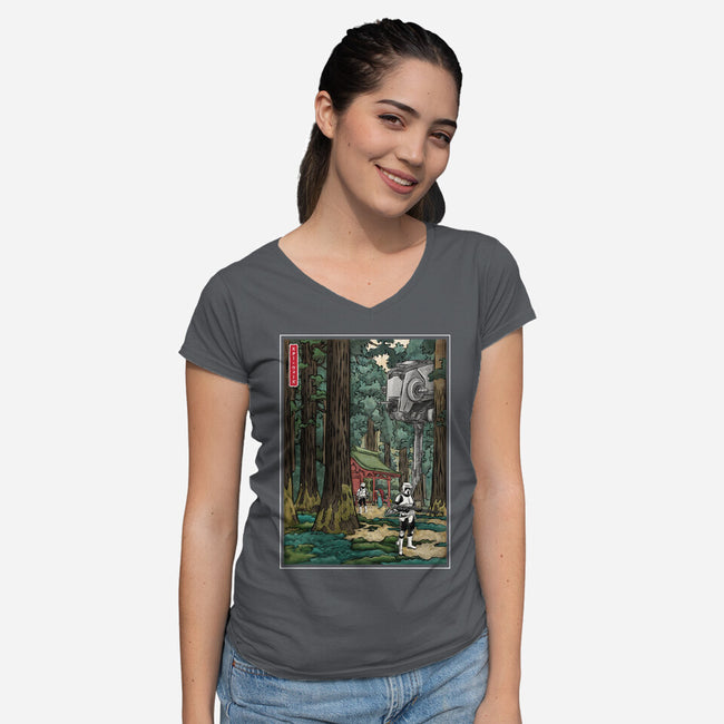 Galactic Empire In Japanese Forest-Womens-V-Neck-Tee-DrMonekers