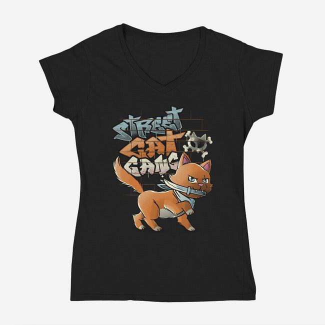 Cat Gang-Womens-V-Neck-Tee-tobefonseca