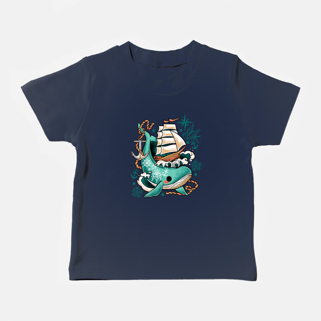 Whale Ship Tattoo-Baby-Basic-Tee-NemiMakeit