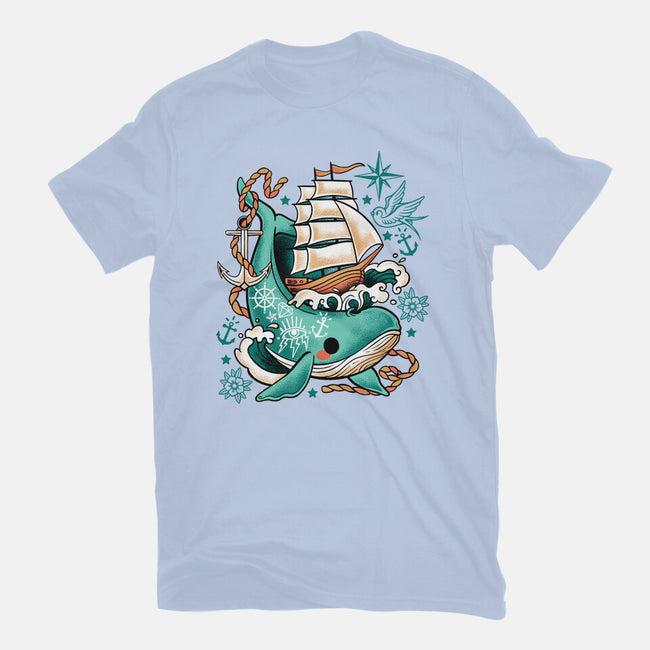 Whale Ship Tattoo-Womens-Fitted-Tee-NemiMakeit