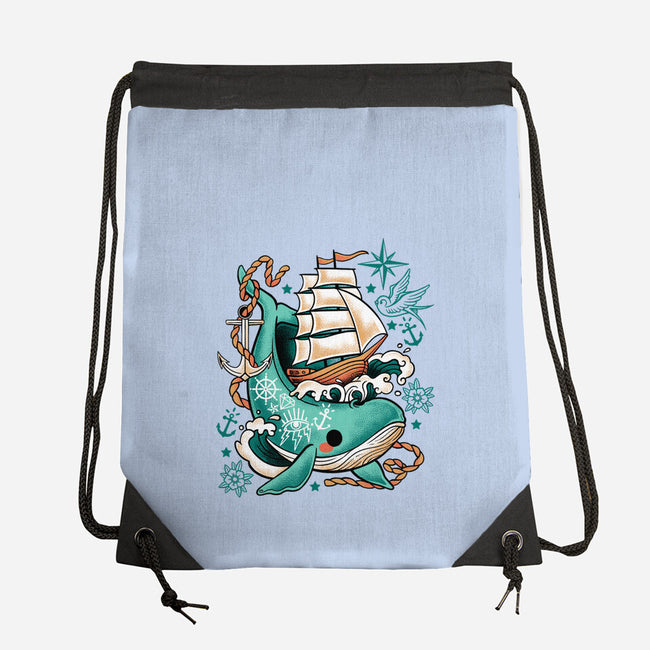 Whale Ship Tattoo-None-Drawstring-Bag-NemiMakeit
