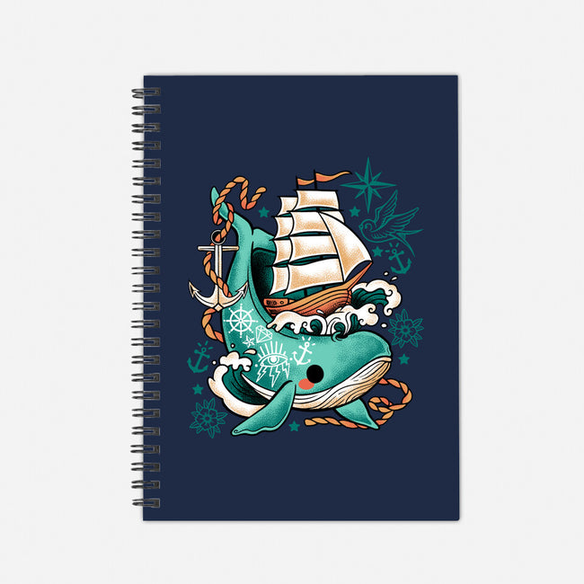 Whale Ship Tattoo-None-Dot Grid-Notebook-NemiMakeit