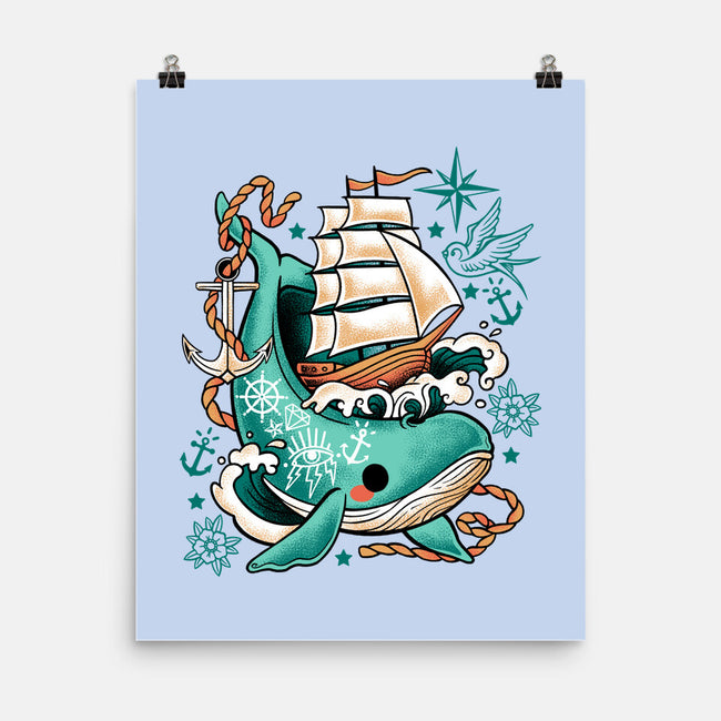 Whale Ship Tattoo-None-Matte-Poster-NemiMakeit