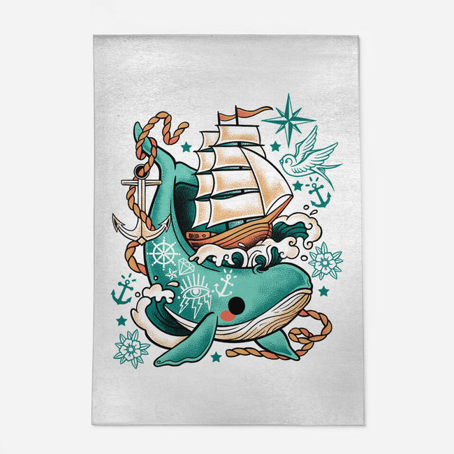 Whale Ship Tattoo-None-Indoor-Rug-NemiMakeit