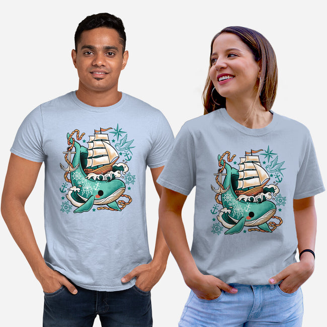 Whale Ship Tattoo-Unisex-Basic-Tee-NemiMakeit