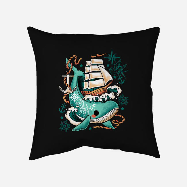Whale Ship Tattoo-None-Removable Cover w Insert-Throw Pillow-NemiMakeit