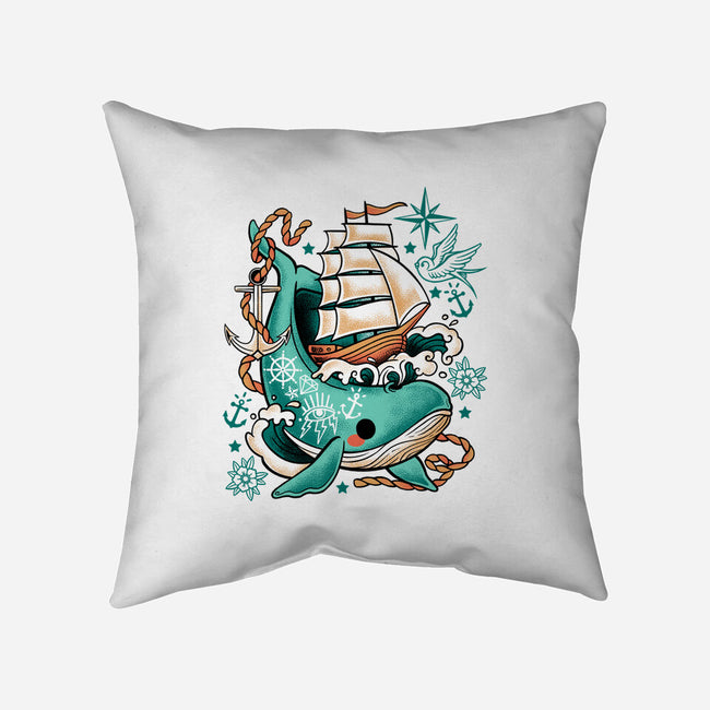 Whale Ship Tattoo-None-Removable Cover-Throw Pillow-NemiMakeit