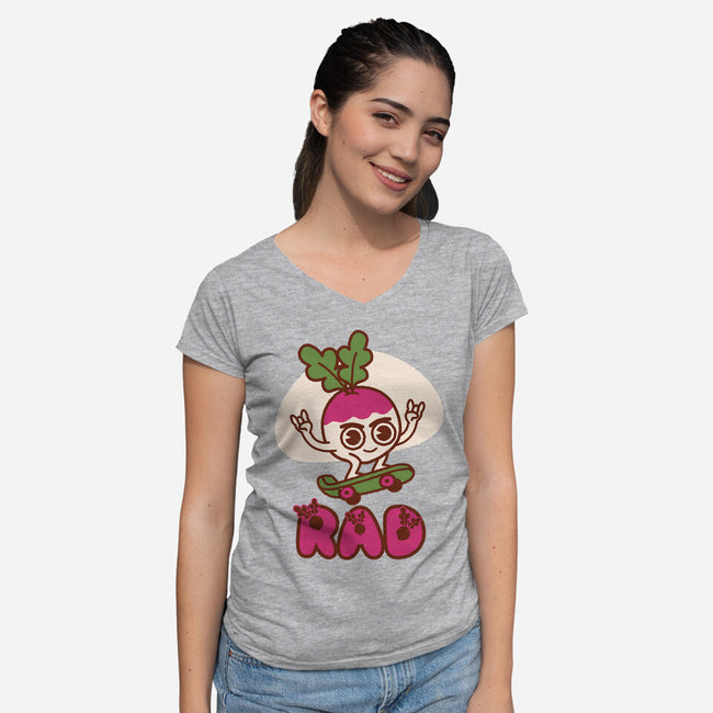 Radish Skater-Womens-V-Neck-Tee-Weird & Punderful