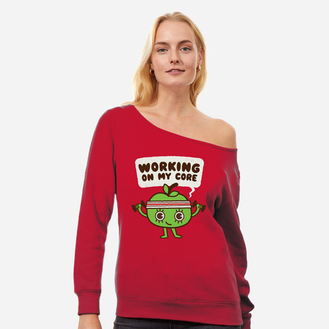 Working On My Core-Womens-Off Shoulder-Sweatshirt-Weird & Punderful