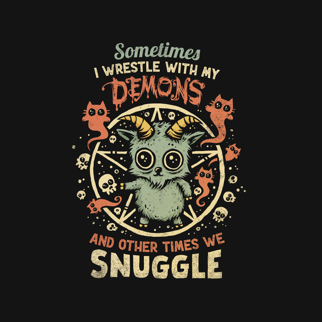 I Wrestle With My Demons-Womens-V-Neck-Tee-kg07