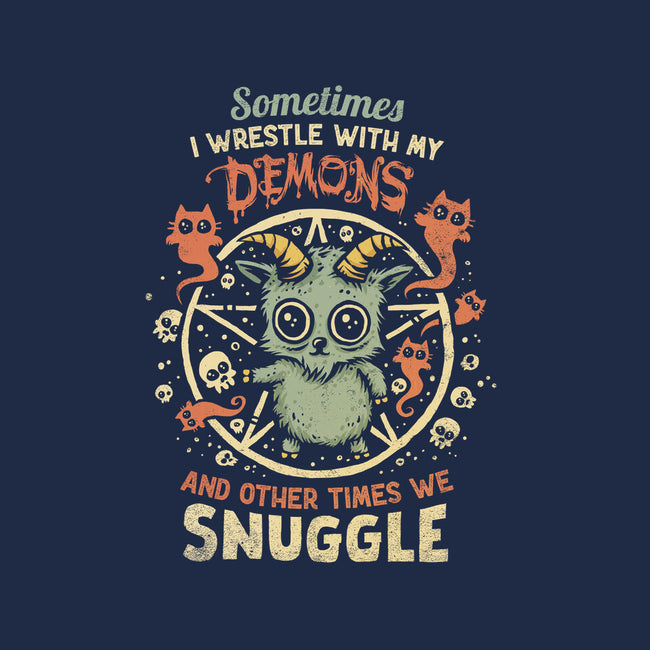 I Wrestle With My Demons-Womens-V-Neck-Tee-kg07