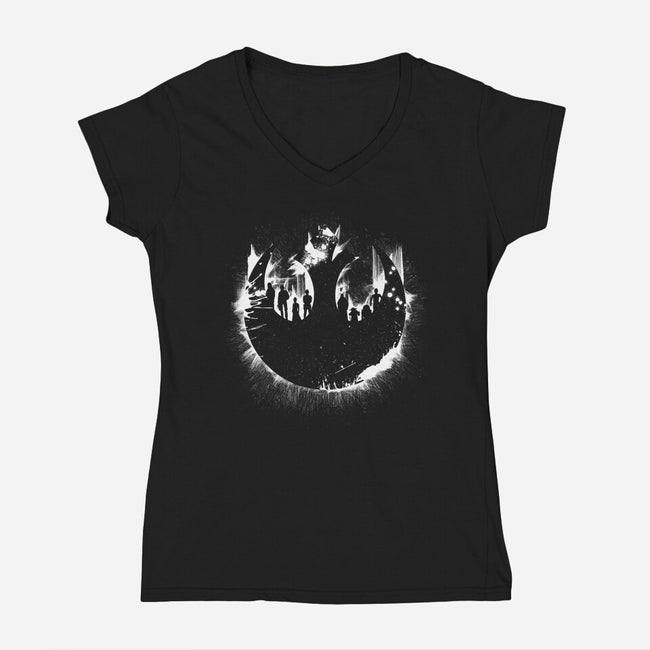Rebel Shadow-Womens-V-Neck-Tee-rocketman_art