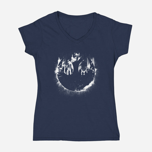 Rebel Shadow-Womens-V-Neck-Tee-rocketman_art