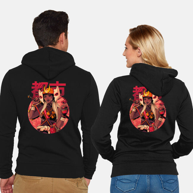 Usagi Urban Samurai-Unisex-Zip-Up-Sweatshirt-Bruno Mota