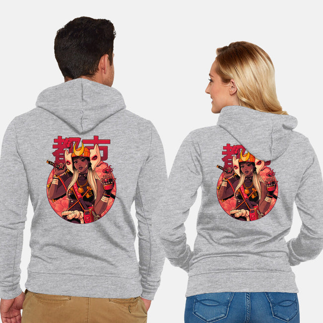 Usagi Urban Samurai-Unisex-Zip-Up-Sweatshirt-Bruno Mota