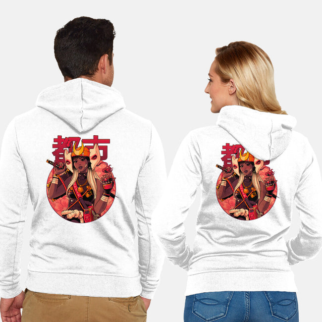 Usagi Urban Samurai-Unisex-Zip-Up-Sweatshirt-Bruno Mota